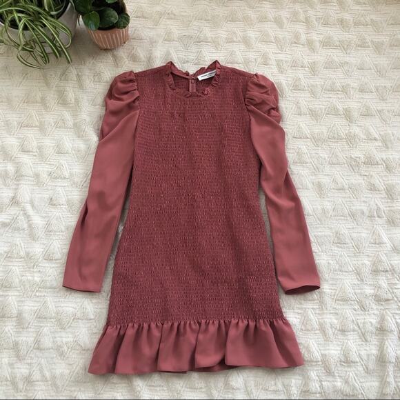 Amanda Uprichard Rhiannon Smocked Dress in Sienna - Picture 2 of 5